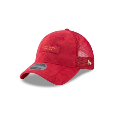 Red Atlanta Hawks Hat - New Era NBA Trucker 9TWENTY Adjustable Caps USA6459107